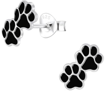 Monkimau Mädchen Ohrringe Paw Print | Ohrstecker aus 925 Sterling Silber | Kinderohrringe hypoallergen