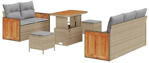 vidaXL Gartensofa-Set 8 STK. 7-Sitzanzahl Beige und Hellgrau