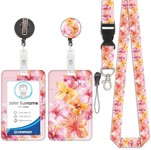 ID Badge Holder mit Lanyard, Modische Sliding Ausweishülle, Lanyard Kartenhalter mit Einziehbarem Clip, Kunststoffkoffer mit Abnehmbare Schnur, Vertikale Karte Schutz für Krankenschwester (Stil 14)