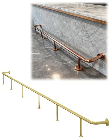 Generisch Kommerzielles Bar-Fußschienen-Set, Fußstütze aus gebürstetem Edelstahl for die Montage zu Hause, in Kneipen und unter der Theke(Gold,2ft/60cm)