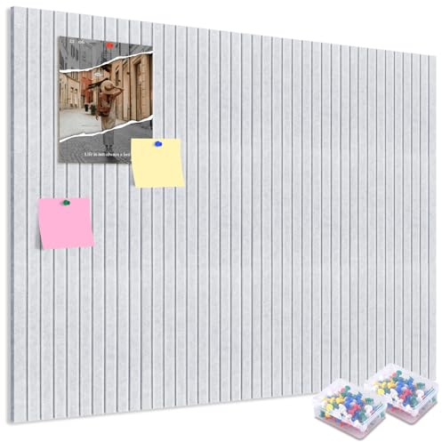 ALANGDUO Tableau en Liège 120 x 90 cm, Grand Tableau d'affichage avec Punaises, 0,9 cm d'Épaisseur, Panneau Liège Mural Affichage Photo Vision Board, pour École, Maison, Cuisine, Bureau, Gris Clair