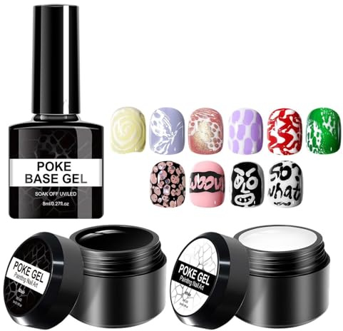 Kit Para Esmalte De Uñas En Gel Juego De 3 Piezas De Larga Duración | Gel Y Negro Para Técnica De Punteo En Uñas Para Diseños De Onda Flor Encaje Dibujo Pintura Principiantes Adultos Salón En