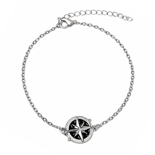 BCHMN Armband, Unisex Silber Bracelet, Kompass Anhänger Armbänder mit 2 Photocard, Kpop Merch Geschenke für STAY