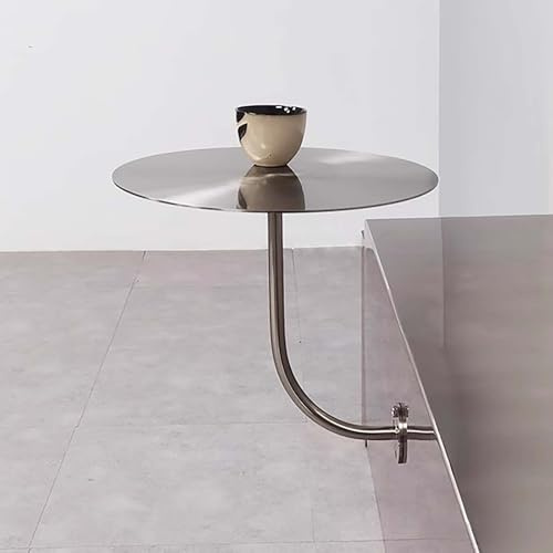 KFGISD, 13,8 Runder Wandtisch aus Edelstahl for Bar, Bistro, Cocktail, Kaffee, Pub, Wandtisch, moderner Esstisch mit Metallbeinen,Wandmontierte runde Bartheke(Silver)