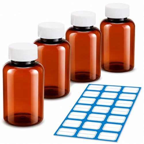 4Pcs Medication Pots, Portable Medicine Bottle, Pill Bottles with Lids, Large Tablet Pots for Travel, Home, Office and Daily Storage