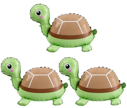 3 Stk Schildkröten Deko Folienballon,Schildkröte Luftballon Tier Luftballons Geburtstag,Schildkröte aufblasbar airwalker ballon als Meerestiere Partydeko Deko für Erwachsene