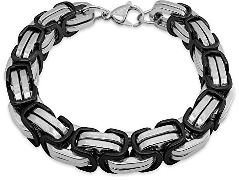 Soul-Cats Königskette Armband aus Edelstahl in schwarz - Silber, Länge: 22 cm, Stärke: 12 mm