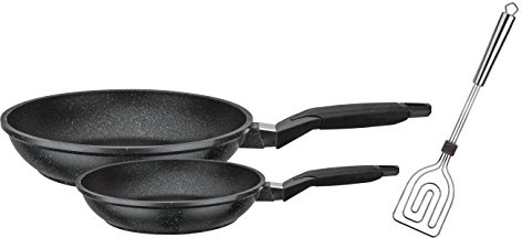 GSW 457538 Titanium Granit Pfannen-Set 3-teilig inkl, Scala Alleswender, Aluguss, schwarz Gesprenkelt, 50,1 x 29,3 x 5,2 cm, 3 Einheiten