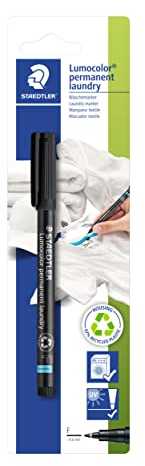 STAEDTLER Wäschemarker Lumocolor permanent laundry, wisch- und wasserfest, lichtbeständig, Linienbreite F - Fein, ca. 0,6 mm, 1 schwarzer Marker auf Blisterkarte, 319 LM F-9