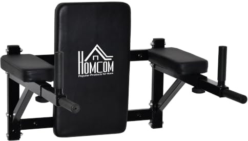 HOMCOM Wall Mounted Dip Station Knee Leg Raise Chin Up Pull Up Rack New | Home Gym, Fitness Exercise Workout Bars