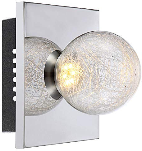 GLOBO LED Wandlampe Wandleuchte Struktur Glaskugel Chrom H 15 cm Wohnzimmer Schlafzimmer