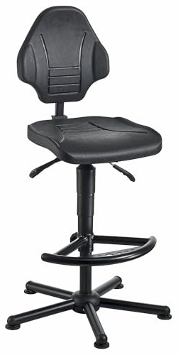 Certeo | Schwerlast-Arbeitsdrehstuhl | Belastbar bis 250 kg, mit Bodengleitern und Fußstütze, Höhenverstellbereich 590 - 840 mm