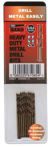 Cobalt M35 imperial 5/64” drill bits for metal by TTP HARD drills | Pack of 10 x 5/64” cobalt drill bits | added cobalt for drilling harder metals |Easy to use & long life | Easily drill chrome, stainless steel, hardox 450, cast iron and aluminium | Heavy duty and designed for drilling harder metals and alloys | maintains cutting abilities at higher temperatures | reduced heat build up | can be resharpened | Certificate of Hardness from SGS Testing