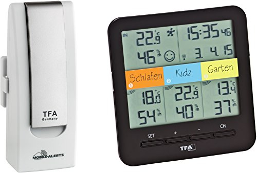 TFA Dostmann Wetterstation, Weatherhub Smarthome System Klima-und Heimüberwachung mit Smartphone, Starter-Set mit Funk-Thermo-Hygrometer, weiß, 40 x 28 x 104 cm, 31.4007.02