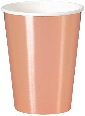 12oz Foil Rose Gold Paper Cups, Pack of 8