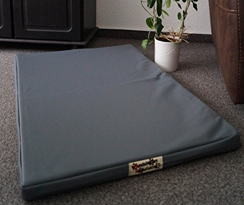 Hundebettenmanufaktur Hundematratze Hundebett Kunstleder Schaumstoff 5 cm Verschiedene Größen und Farben wählbar (60 cm X 40 cm, grau)