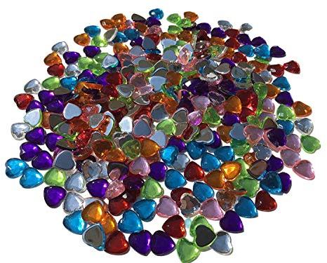 CRYSTAL KING Glitzernde Strasssteine 300 Stück Deko Herzen 10mm bunt basteln Gltzersteine Schmucksteine Strass Steine zum Bekleben Strass Steine zum Verzieren Dekoration Liebe