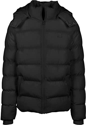 Urban Classics Men's Hooded Puffer Quilted Interior Padded Jacket with Elasticated Cuffs, High Neck Zipper, Removable Hoodie