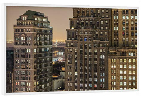 artboxONE Poster mit weißem Rahmen 45x30 cm Städte Nightlights hochwertiger Design Kunstdruck - Bild NY Manhattan NY