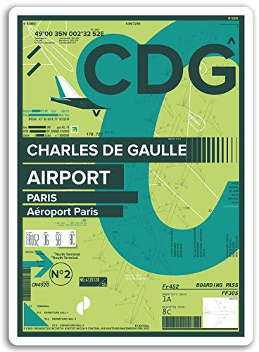 2 x 10 cm CDG Paris Flughafen Vinyl Aufkleber - Frankreich Aufkleber Laptop Gepäck # 17383 (10 cm groß)