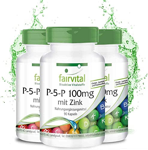 Fairvital | P-5-P 100mg zinc - pour pendant 3 mois - VEGAN - 270 Gélules (90 x 3) - Vitamine B6 actif - pyridoxal-5-phosphate