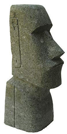 STONE art & more Moai, Osterinsel-Kopf, 60 cm, grüner Lavastein, Basanit, Steinmetzarbeit, frostfest