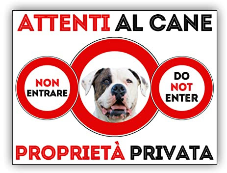 SNOGGHY Targa Cartello ATTENTI al Cane Bulldog Americano (30 X 20 CM)