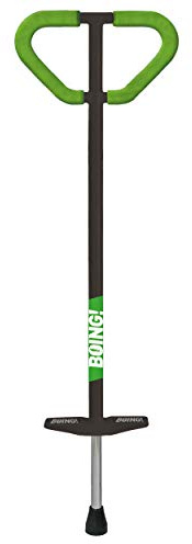 Geospace Jumparoo Boing! 'PRO' Medium Pogo Stick for Kids - Supports 60-100lbs –Outdoor Toy for Boys and Girls– Active Play for Balance, Coordination, Exercise & Fitness (Black with Green wrap)