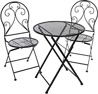 elbmöbel Bistroset Bistrotisch 2 Stühle aus Metall schwarz