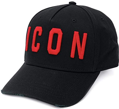 DSQUARED2 Icon Baseball Cap Kappe Basebalkappe Baseball Cap Hat Hut Schwarz Rot Unisex