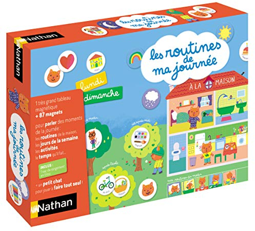 Nathan 31556 Die Routinen meines Tages-EIN erster magnetischer Kalender zur Organisation des Kindertags ab 3 Jahren, Mehrfarbig, 44 x 6,8 x 30 cm