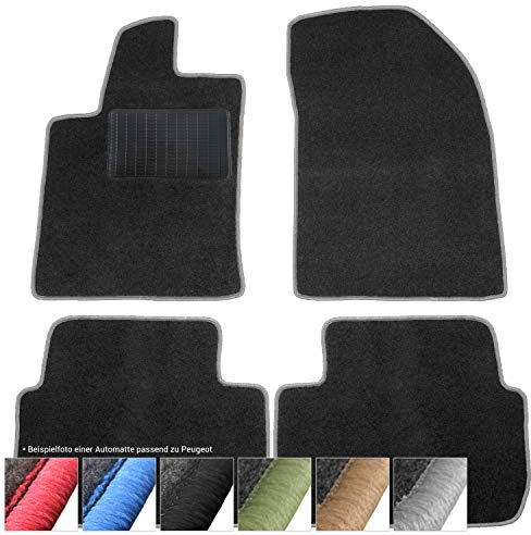 moto-MOLTICO Fußmatten Auto - Velours Autoteppiche | passend für Peugeot 206 CC (1998-2009) - 4-teiliges Set - Schwarze Automatten mit Grauen Ziernähten