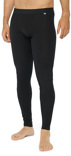 DANISH ENDURANCE Merino Lange Unterhose Herren, Premium Funktionsunterwäsche, Thermounterwäsche Herren, Temperaturregulierend, Mit oder ohne Eingriff, Schwarz, S
