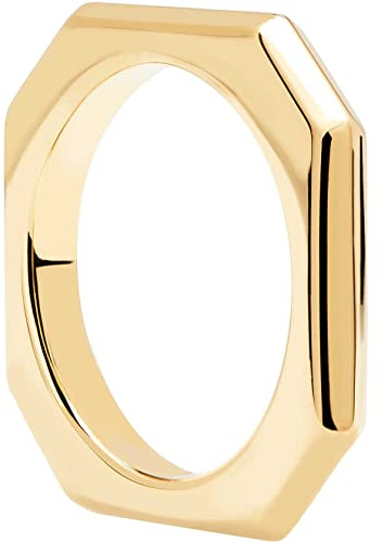 PDPaola The Chain Ring Signature Link aus 18 Karat goldplattiertem Sterling Silber, Ringgröße 14, AN01-378-14