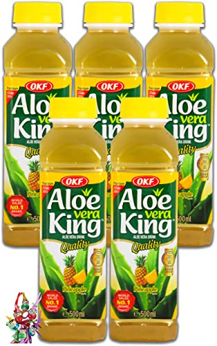 [ 5x 500ml ] Aloe Vera King Getränk ANANAS/Aloe Vera Drink inkl. 5x€0,25 Einwegpfand + ein kleiner Glücksanhänger gratis
