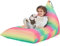 Nobildonna Sitzsack-Stuhlbezug für Kinder und Erwachsene, extra großer Sitzsack ohne Füllung, Plüschtierhalter und Organizer, Premium-Segeltuch, 250 l (Regenbogenstreifen)