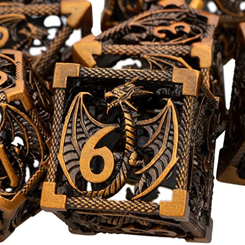 ARUOHHA DND-Würfel-Set aus Metall, Dungeons und Dragons, mit Geschenk-Box, 7-teiliges polyedrisches Würfel-Set, große hohle D&D-Würfel für Warhammer Pathfinder RPG D und D Würfel D20 D12 D10 D8 D6 D4
