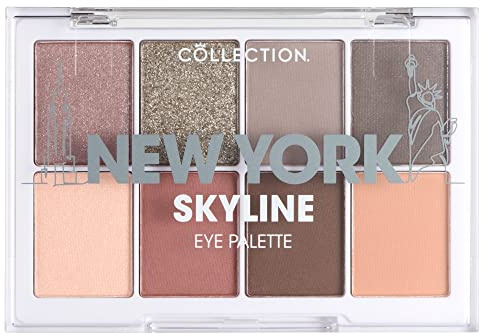 Collection Cosmetics Intensely Pigmented Colour Eye Shadow Palette with 8 Stunning Shades, Matte and Metallic, 8.8g, New York Skyline