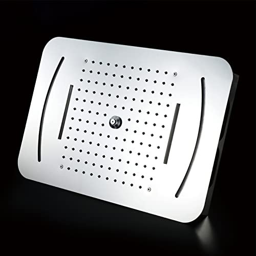 Cabezal De Ducha Led, Alcachofa De Ducha Led De 22.8 * 14.9 Pulgadas, RectáNgulo Cromo Rociador Superior De Duchacon Con Pantalla TáCtil Para Controlar Luces, 64 Cambios De Color, Acero Inoxidable