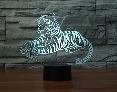 SUPERRUIDALONG 3D Tiger Lampe Fernbedienung 16 Farben Nachtlichter Illusion Acryl LED Tisch Nachttischlampe Kinderzimmer Schreibtisch Dekoration Geburtstag süßes Spielzeug für Kinder und Erwachsene