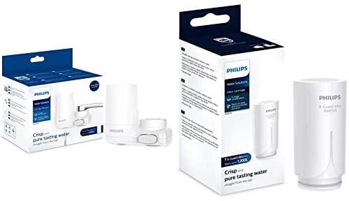 Philips Water - AWP3703 - Sistema de Filtración de agua para Grifo, Filtro de agua On Tap, Tecnología Color Blanco & AWP315 - Cartucho Filtrante de Agua para Grifo X-Guard Ultra On Tap