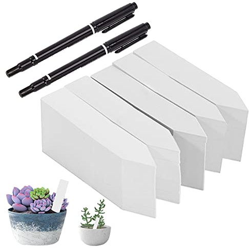 500 Stück Plastik Pflanzschilder Pflanzenstecker 10 x 2 cm, Weiß Pflanzenetiketten, Wetterfest Kunststoff Garten Etiketten mit 2 Schwarzen Stiften, Gartenpflanze Tags Pflanzen Etiketten Marker