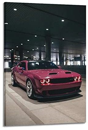 HALOUB Sportauto-Poster für Dodge Challenger SRT Hellcat Rennauto Supercar Dekorative Malerei Leinwand Wand & Kunstbild Druck Familie Schlafzimmer Dekor 60 x 90 cm