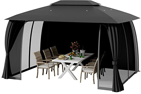 Trend24 - Pavillon - Partyzelt 4x3 - Partyzelt - Pavillon wetterfest - Pergola - Laube - 100% wasserdicht - Lüftungsdach - UV-Schutz - Inklusive Seitenwänden und Insektennetz - Stahl - 400 x 300 x 270