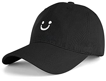 Hebenie Baseballkappen für Frauen – Baumwolle Damen Baseballkappen Verstellbar Casual Sommer Outdoor Sport Peak Caps für Frauen Mädchen UK Smiley Gesicht Bestickt