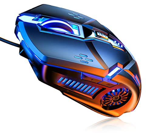 CHONCHOW Silent Click Mouse, Gaming Mouse Wired, 6 Button,4 DPI Upto 3200 DPI, RGB Lights, Compatibility for PC/Laptop/Mac, Wired Mouse Used for Games and Office (Black(Silent Click))