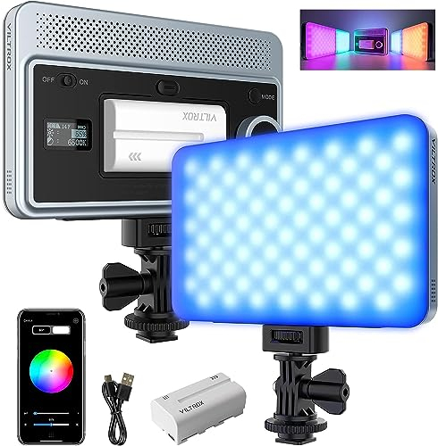 VILTROX Sprite 15C Panel LED Video Light RGB Videoleuchte Kamera Panel Videolicht 2800-6800K mit Bluetooth,Cold Shoe Mount,Extern Akku,CRI95+ für DSLR Kamera,Streaming,YouTube,Tiktok