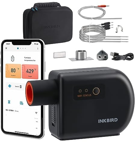 INKBIRD ISC-027BW Contrôleur de Température de Barbecue Bluetooth Wi-Fi, Thermomètre Barbecue avec 4 Sondes pour Big Green Egg, Kamado Joe, Primo, Vision Grill, Akorn Kamado