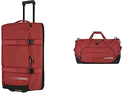 Travelite Trolley Reisetasche Größe L, 006910-10, 68 cm, 65 Liter, Rot & große Reisetasche Größe L, Gepäck Serie Kick Off: Praktische Reisetasche für Urlaub und Sport, 006915-10, 60 cm, 73 Liter, Rot
