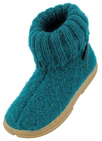 HAFLINGER Fidelius Toni Kinder Hüttenschuhe aus Wollwalkstoff mit Gummisohle und Kragen